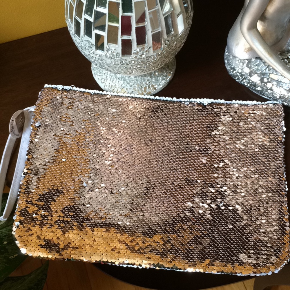 Wet/dry 2 way sequin wristlet bag waterproof bag